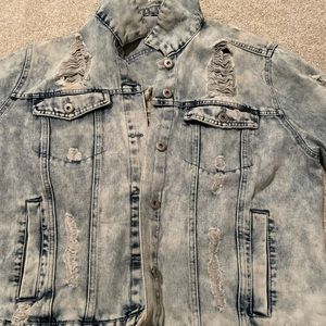 Distressed jean jacket